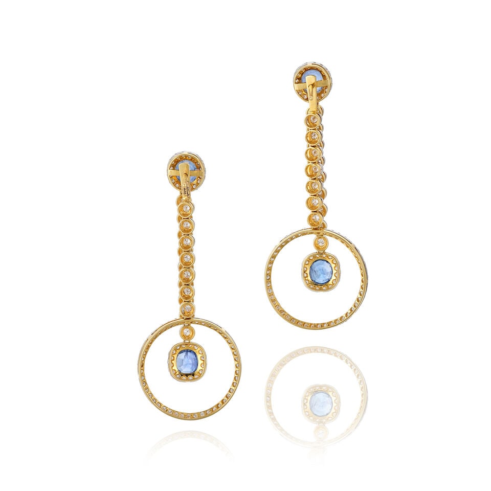 PAIR OF SAPPHIRE AND DIAMOND PENDENT EARRINGS - 4