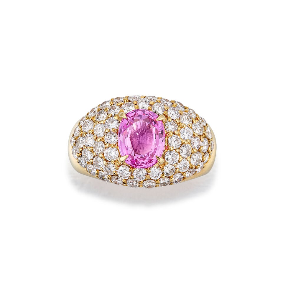 PINK SAPPHIRE AND DIAMOND RING: PINK SAPPHIRE AND DIAMOND