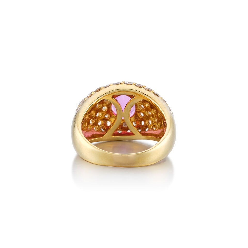 PINK SAPPHIRE AND DIAMOND RING - 3