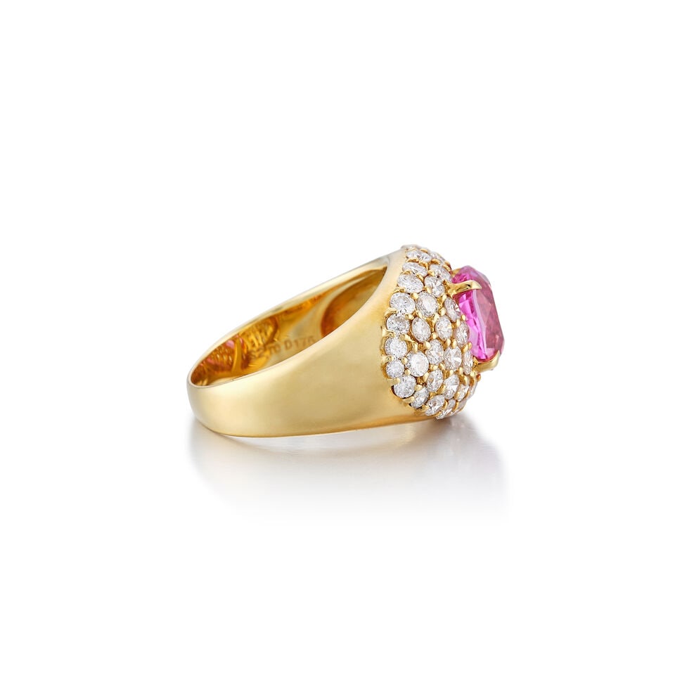 PINK SAPPHIRE AND DIAMOND RING - 4