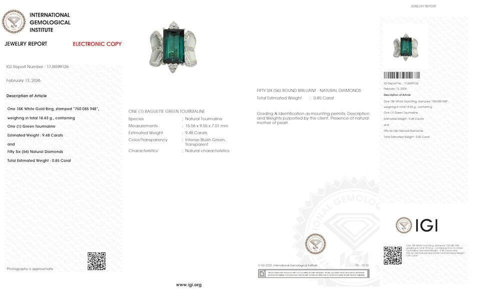 TOURMALINE, MOTHER-OF-PEARL AND DIAMOND RING - 4