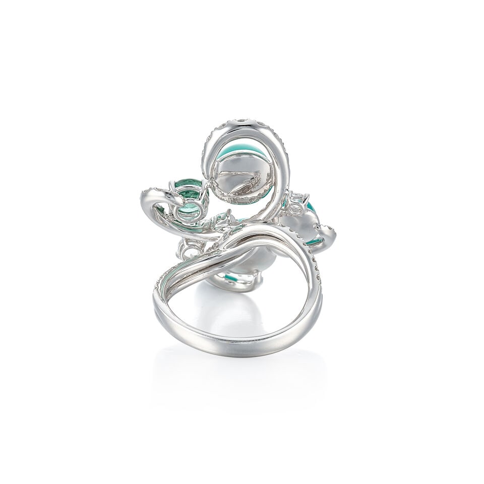 CHALCEDONY, GEM-SET AND DIAMOND RING - 3