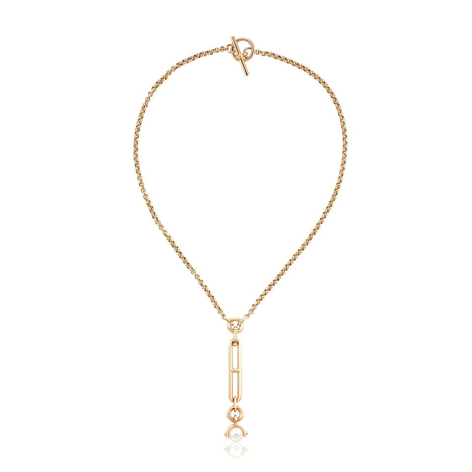 HERMÈS: CULTURED PEARL AND DIAMOND 'CHAINE D'ANCRE DANAE' NECKLACE - 2