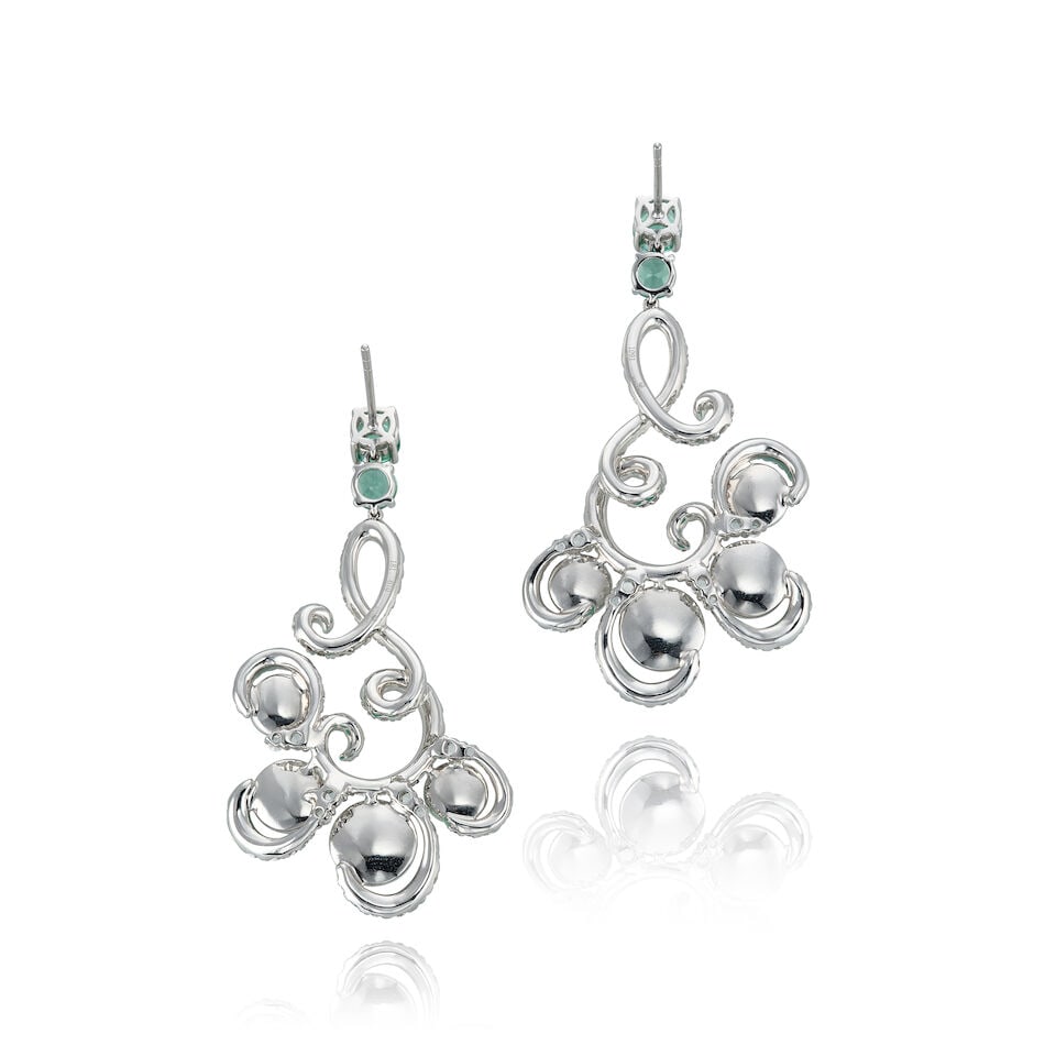 PAIR OF CHALCEDONY, GEM-SET AND DIAMOND PENDENT EARRINGS - 2