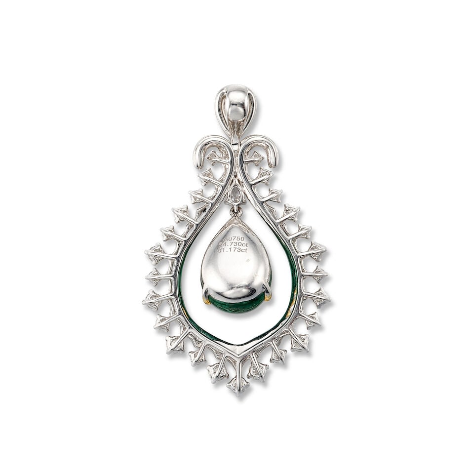EMERALD AND DIAMOND PENDANT - 2