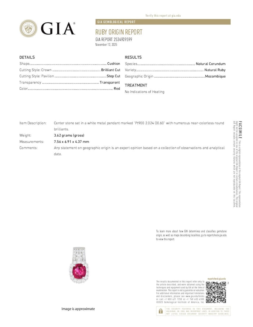 RUBY AND DIAMOND PENDANT NECKLACE - 3