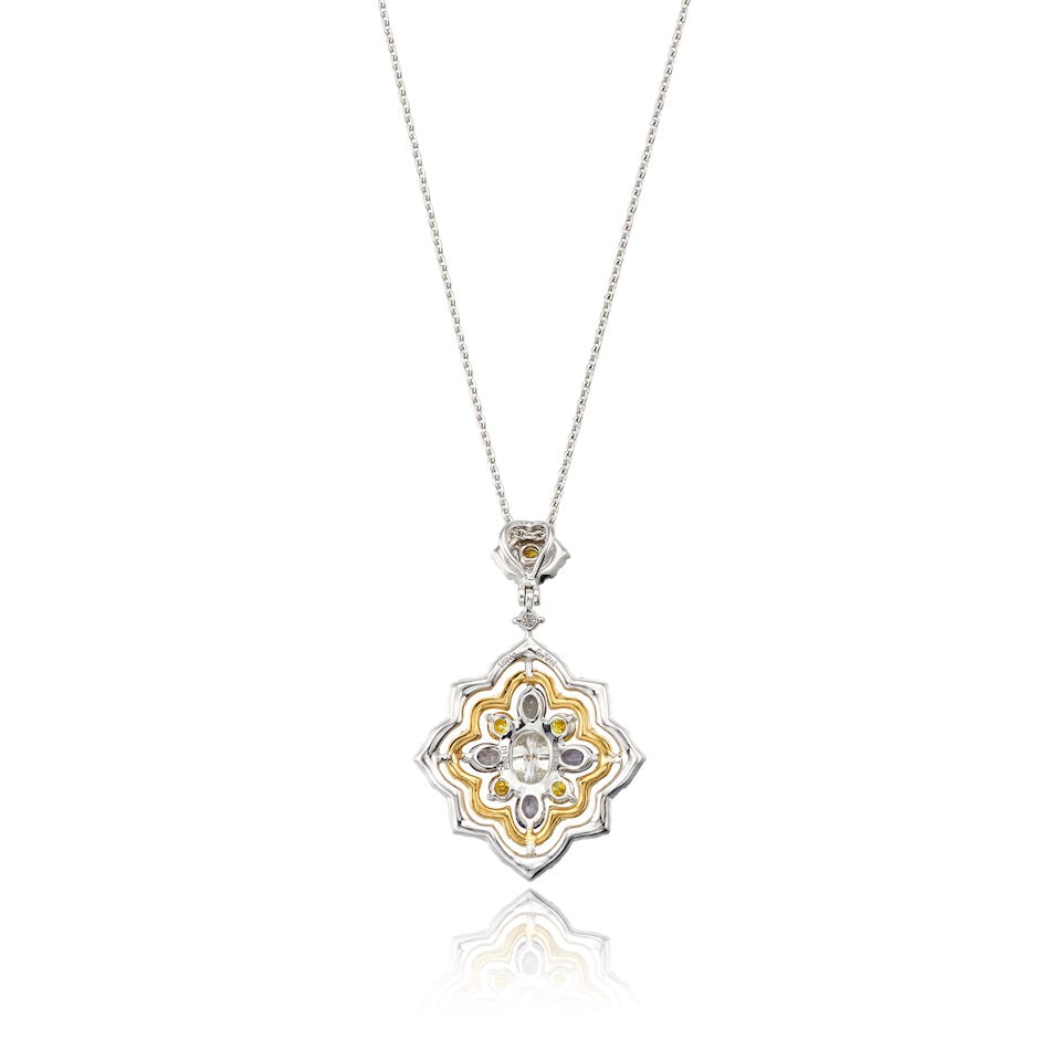 DIAMOND, ALEXANDRITE CHRYSOBERYL AND COLOURED DIAMOND PENDANT NECKLACE - 2