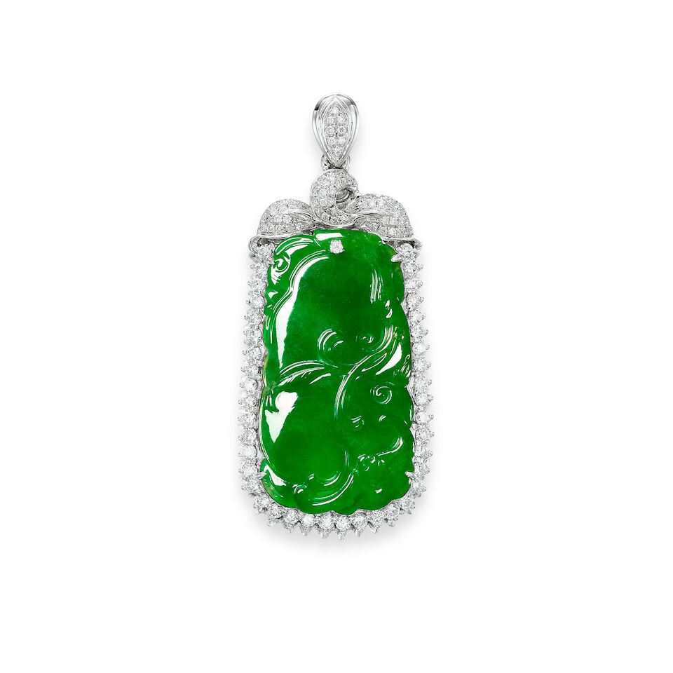 JADEITE AND DIAMOND PENDANT (1 of 3)