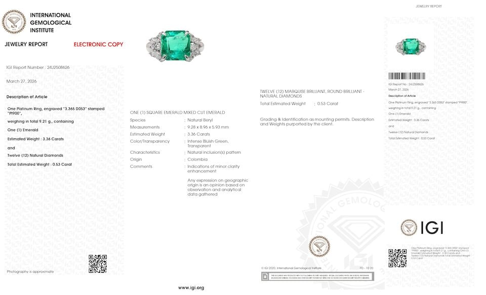 EMERALD AND DIAMOND RING - 2