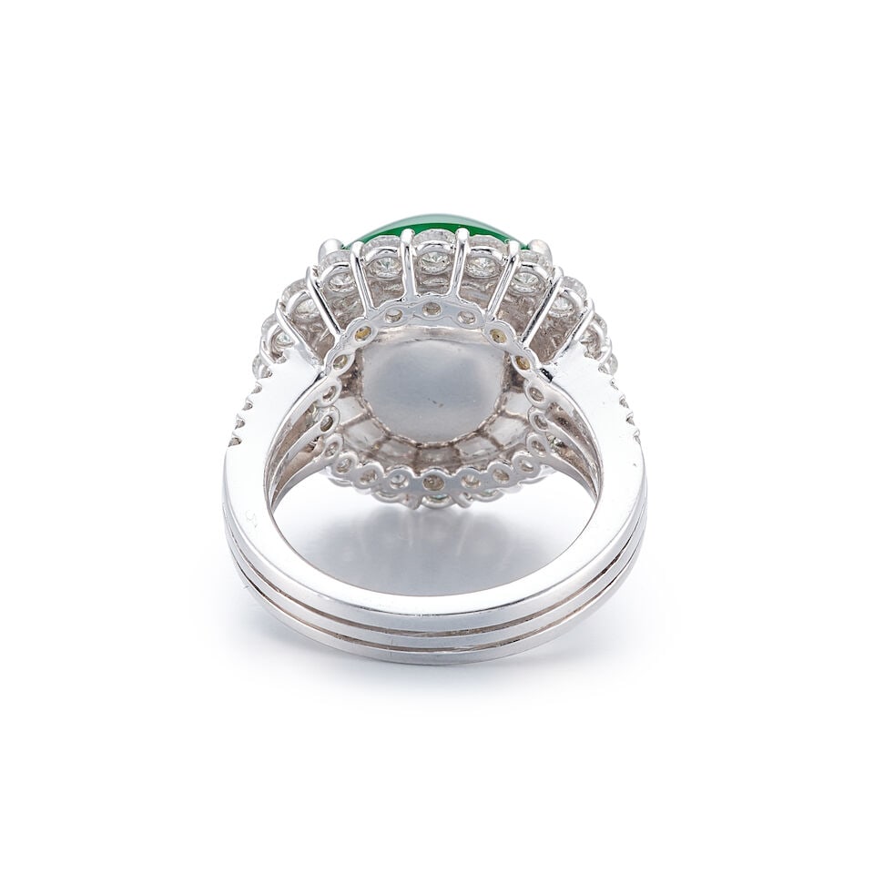 JADEITE AND DIAMOND RING - 3