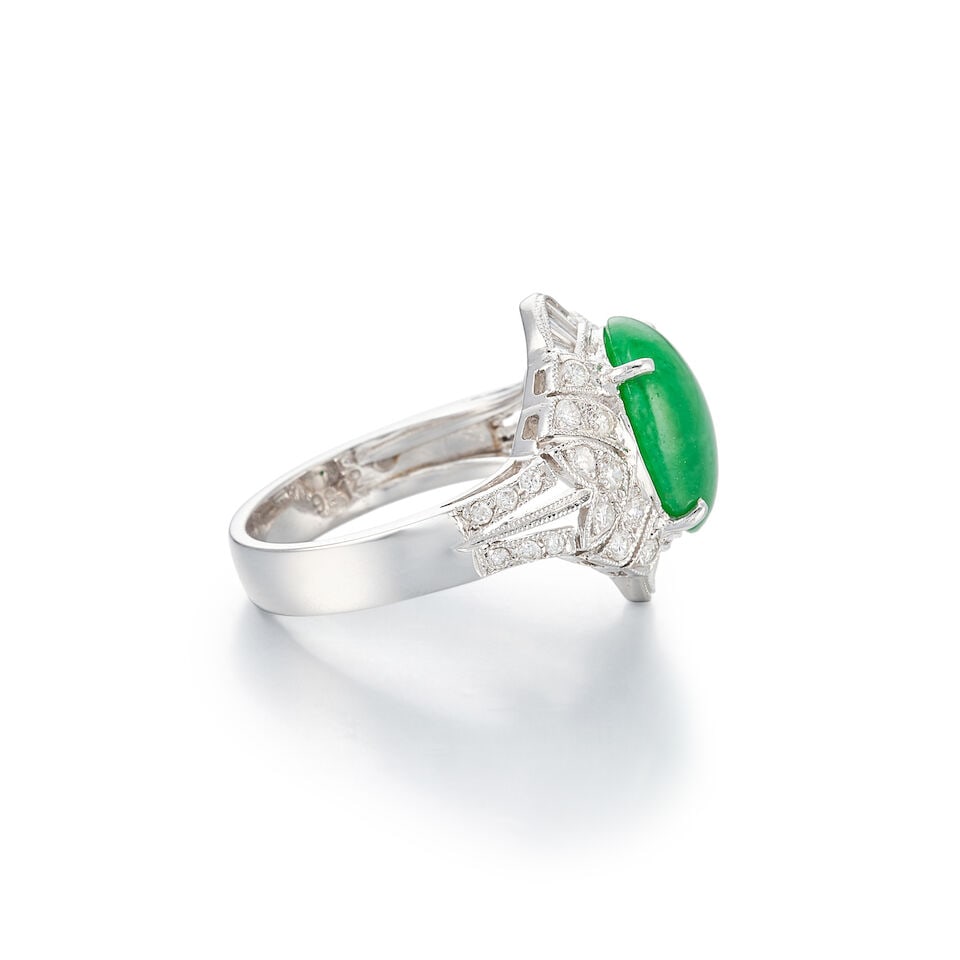 JADEITE AND DIAMOND RING AND EARRINGS (2) - 3
