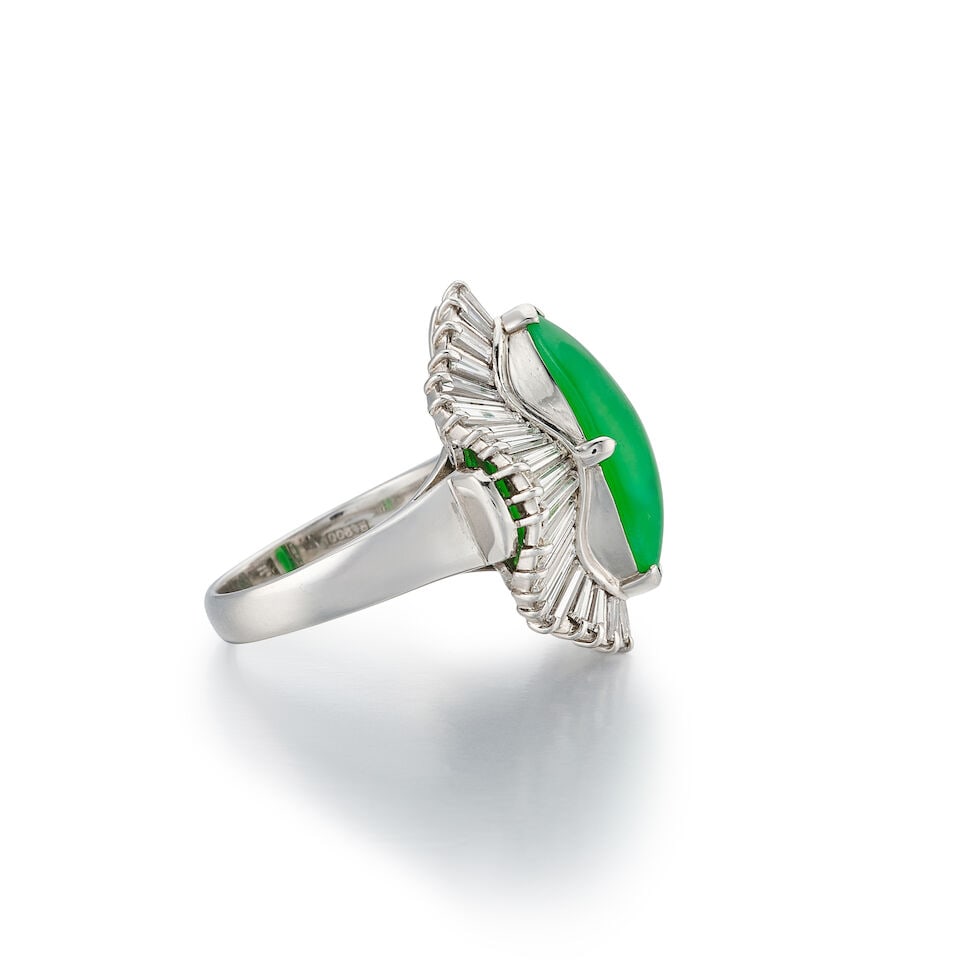 JADEITE AND DIAMOND RING - 2