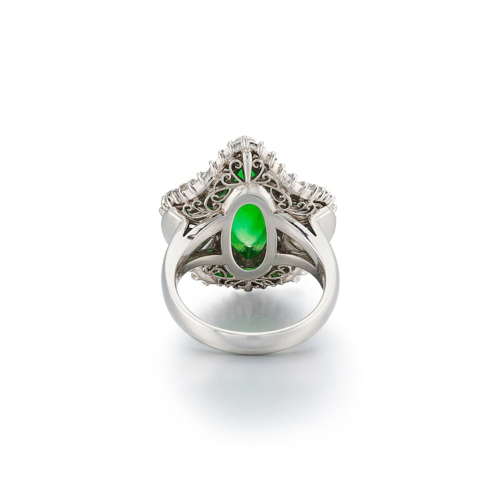 JADEITE AND DIAMOND RING - 3