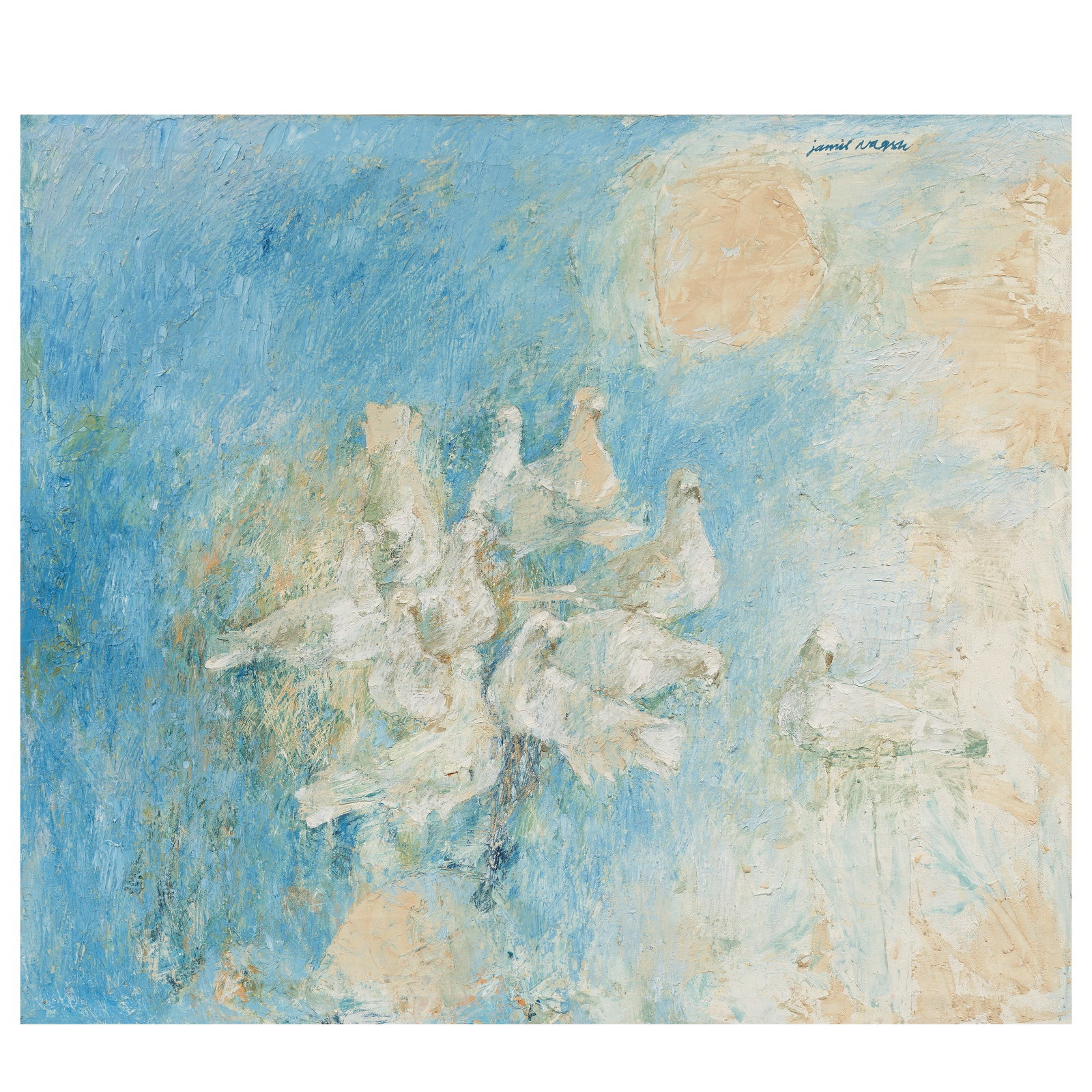 Jamil Naqsh (1939-2019) Untitled (Pigeons) (1 of 1)