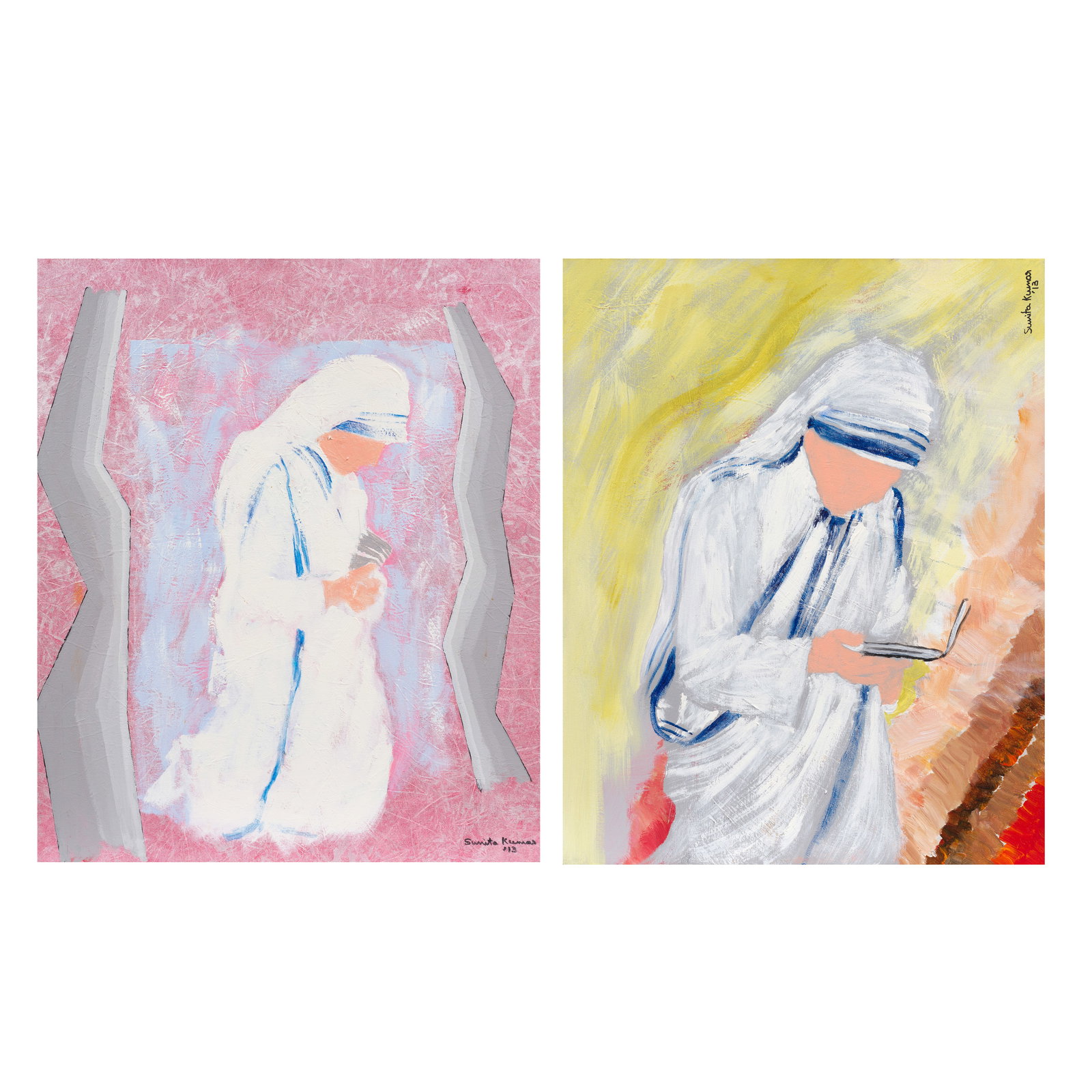 Sunita Kumar (B.1942) Untitled (Mother Theresa) 92 x 76.4cm (36 1/4 x 30 1/16in) and 76 x 60.8c... (1 of 1)