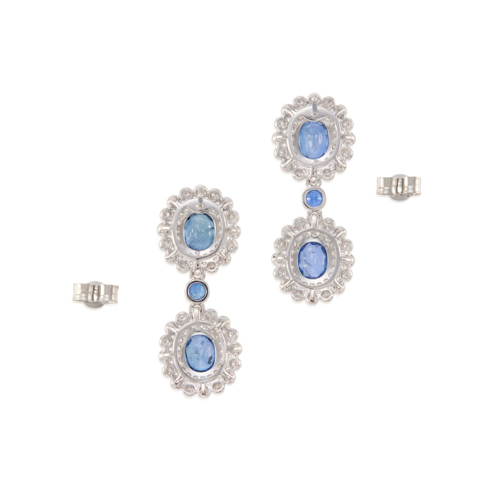 PAIR OF PLATINUM, SAPPHIRE AND DIAMOND EARRINGS - 2