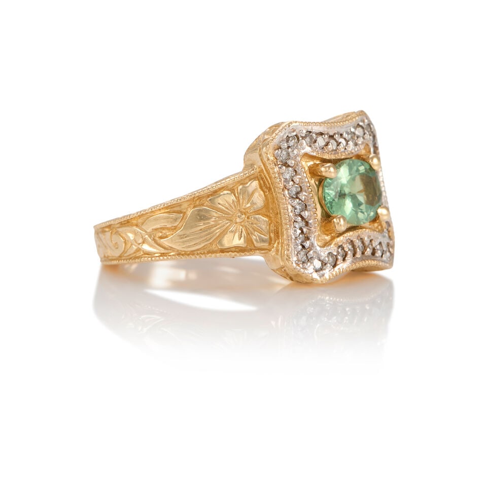 14K GOLD, SAPPHIRE, AND DIAMOND RING - 2