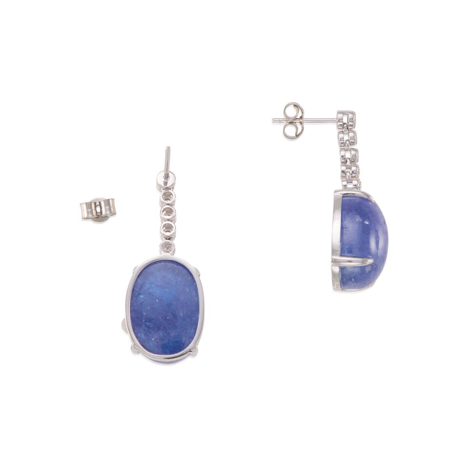 PAIR OF PLATINUM, TANZANITE AND DIAMOND EARRINGS - 2