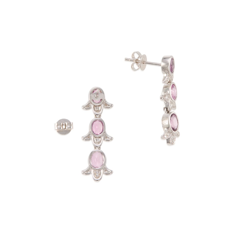 PAIR OF 18K GOLD AND PINK SAPPHIRE EARRINGS - 2