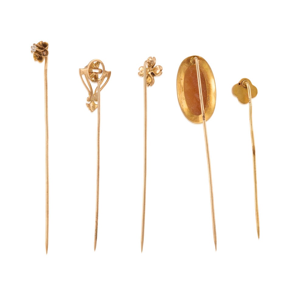 GROUP OF ANTIQUE GOLD STICK PINS - 2