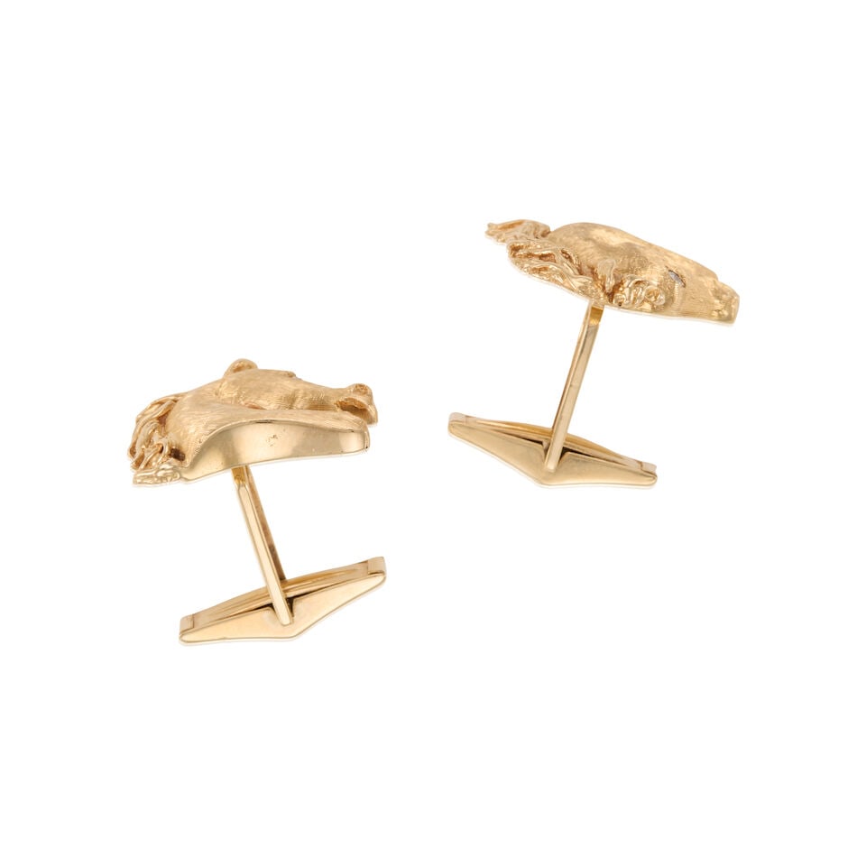 PAIR OF 14K GOLD AND DIAMOND CUFFLINKS - 2