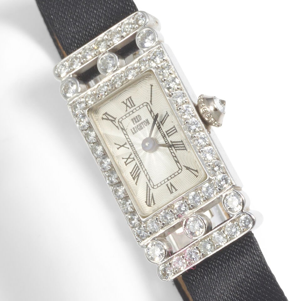 FRED LEIGHTON: AN 18K GOLD AND DIAMOND WRISTWATCH - 3
