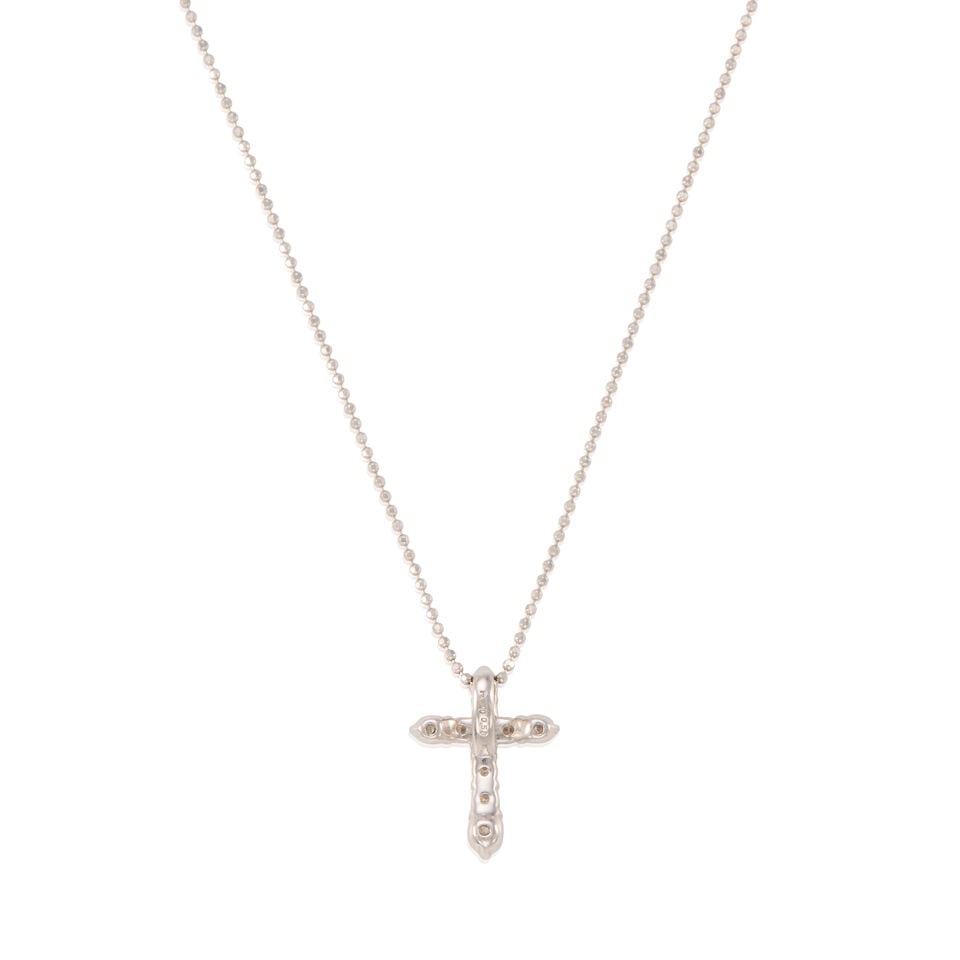 18K GOLD AND PLATINUM CROSS PENDANT NECKLACE - 2