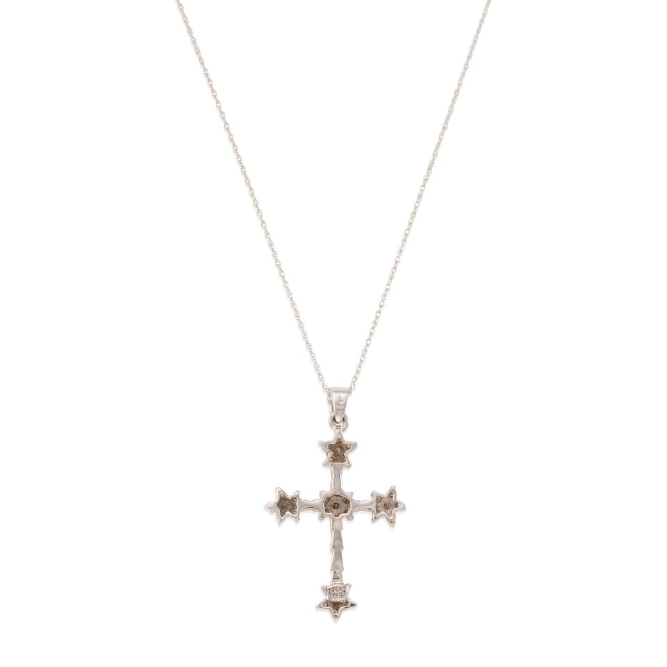 14K GOLD AND DIAMOND CROSS PENDANT NECKLACE - 2