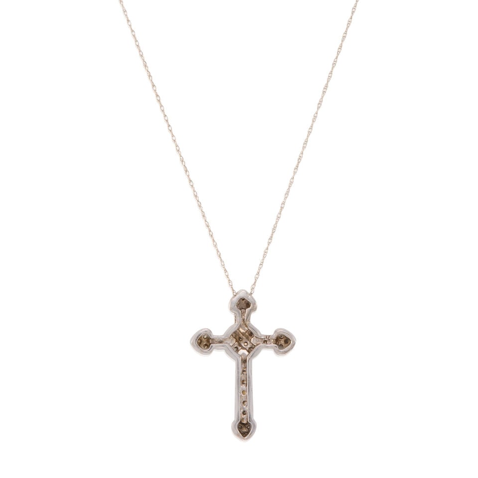 14K GOLD AND DIAMOND CROSS PENDANT NECKLACE - 2