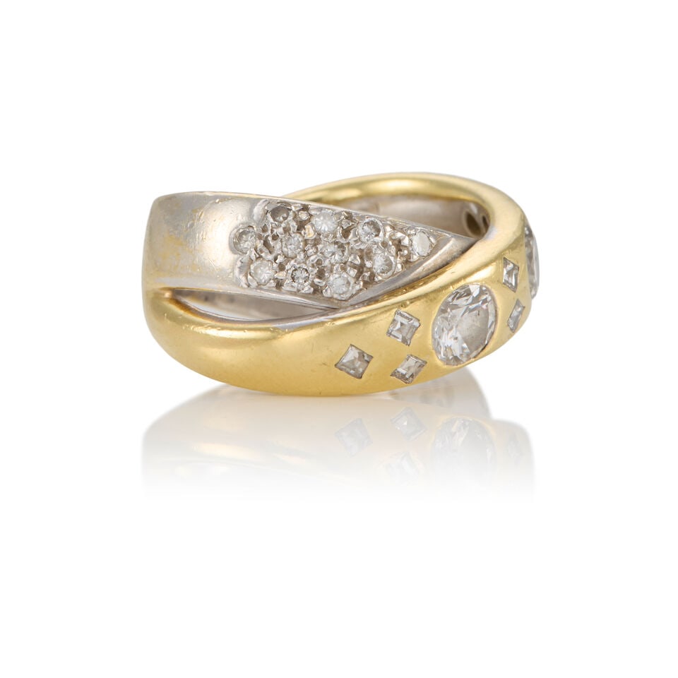 BICOLOR GOLD AND DIAMOND RING - 2