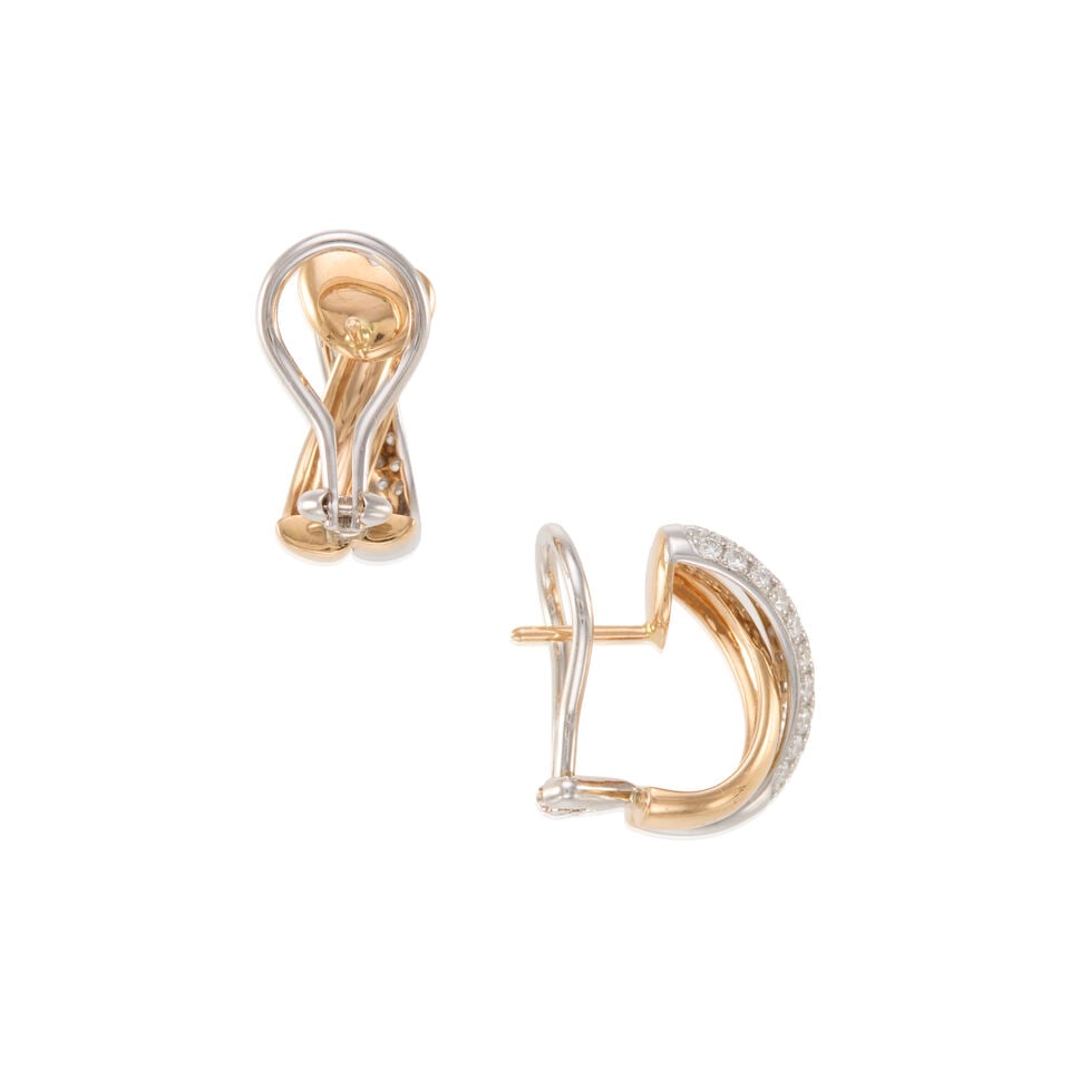 PAIR OF 18K BICOLOR GOLD AND DIAMOND EARRINGS - 2