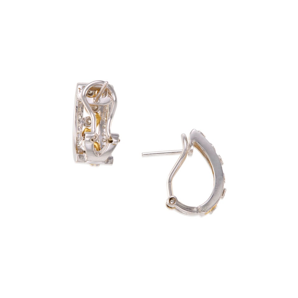 PAIR OF 14K BICOLOR GOLD AND DIAMOND EARRINGS - 2