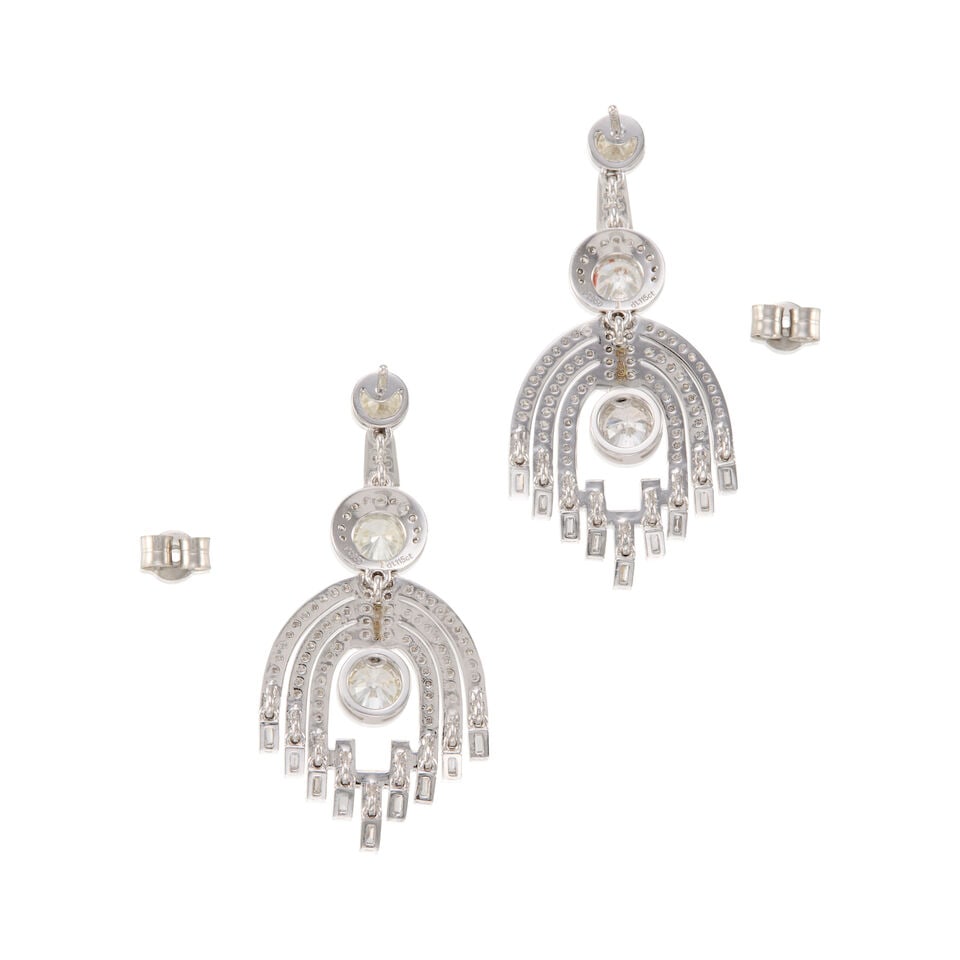 PAIR OF PLATINUM AND DIAMOND EARRINGS - 2