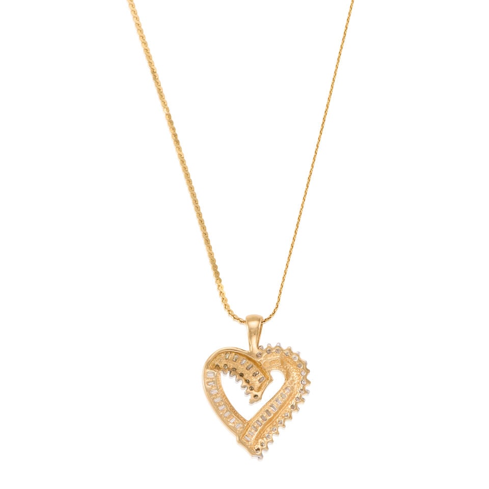 GOLD AND DIAMOND HEART PENDANT NECKLACE - 2