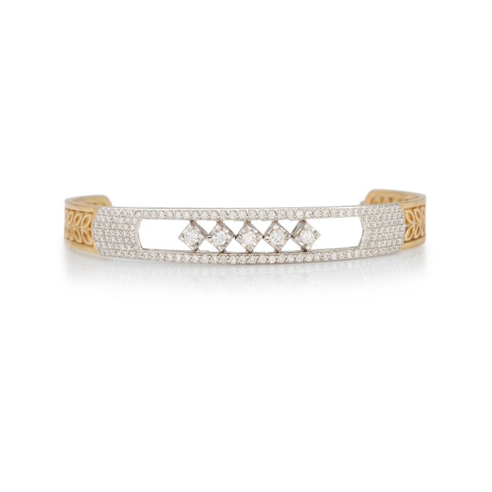 14K BICOLOR GOLD AND DIAMOND SLIDE BRACELET - 2