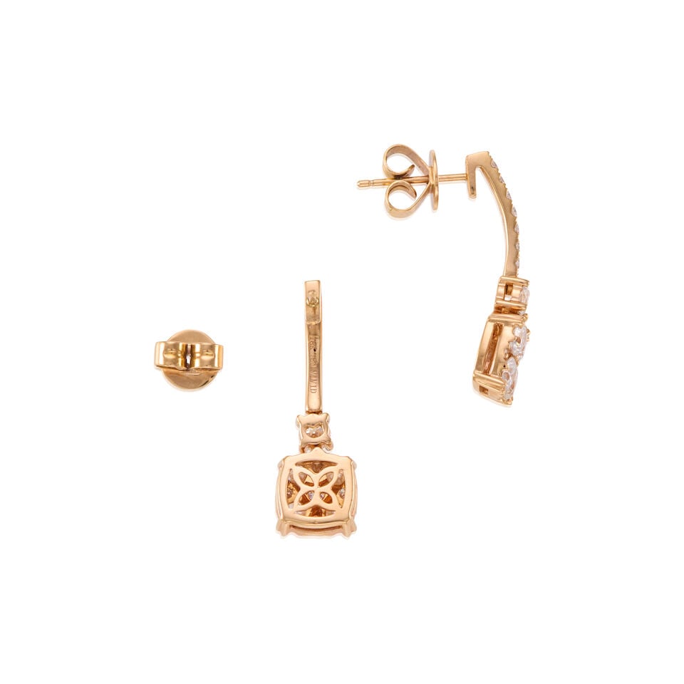 PAIR OF 18K GOLD AND DIAMOND EARRINGS - 2