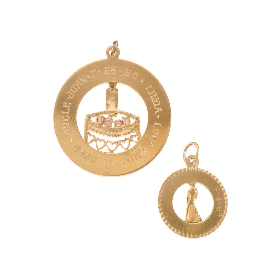 TWO 14K GOLD CHARM/PENDANTS - 2