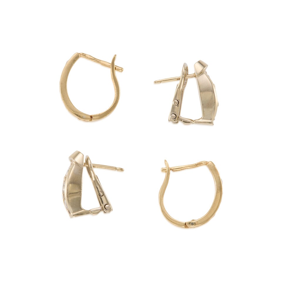 TWO PAIRS OF GOLD AND DIAMOND EARRINGS - 2