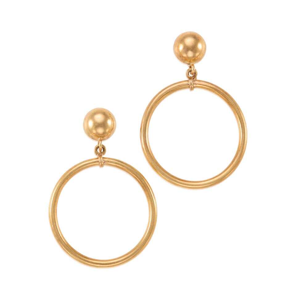 PAIR OF 14K GOLD EARCLIPS: PAIR OF 14K GOLD EARCLIPS • 14k rose gold • Measures 1 7/8 x 1 3/8 in. • Estimated gross weight: 8.4 grams Footnotes: Overall condition, very good to good Metal stamped and tested