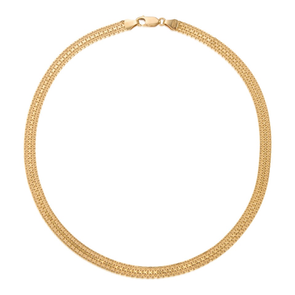 14K GOLD NECKLACE: 14K GOLD NECKLACE • 14k yellow gold • Signed LURIA • Length 16 11/16 in. • Estimated gross weight: 14.3 grams Footnotes: Overall condition, very good Metal stamped and tested