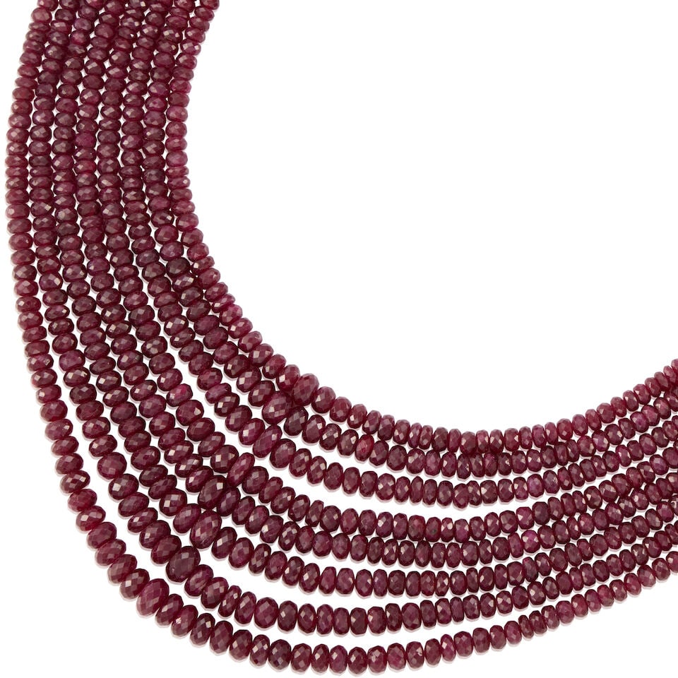 MULTISTRAND RUBY AND THREAD NECKLACE - 2