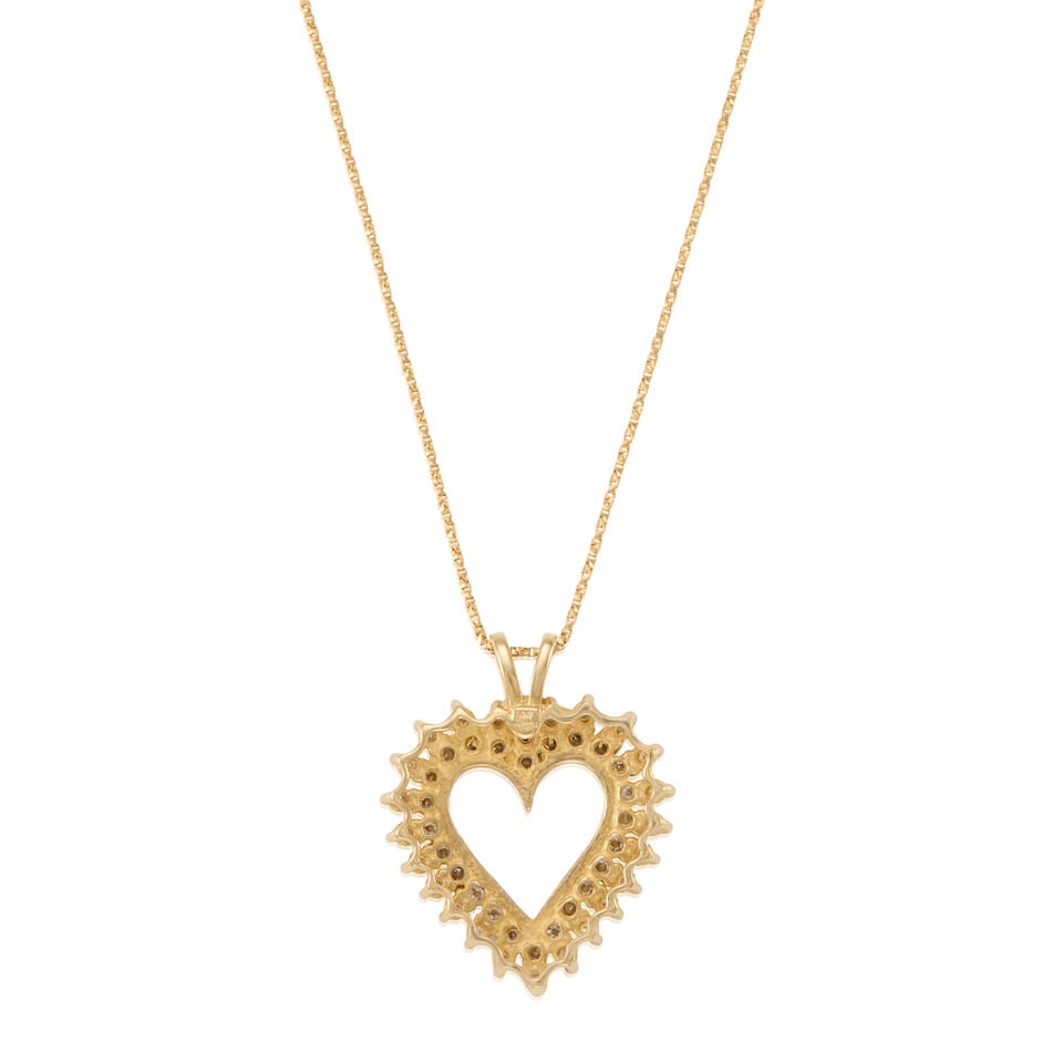 14K GOLD AND DIAMOND HEART PENDANT NECKLACE - 2
