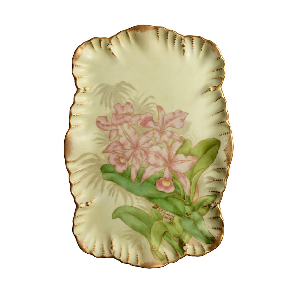 A Caroline Harrison Hand-Painted Serving Tray. (1 of 2)