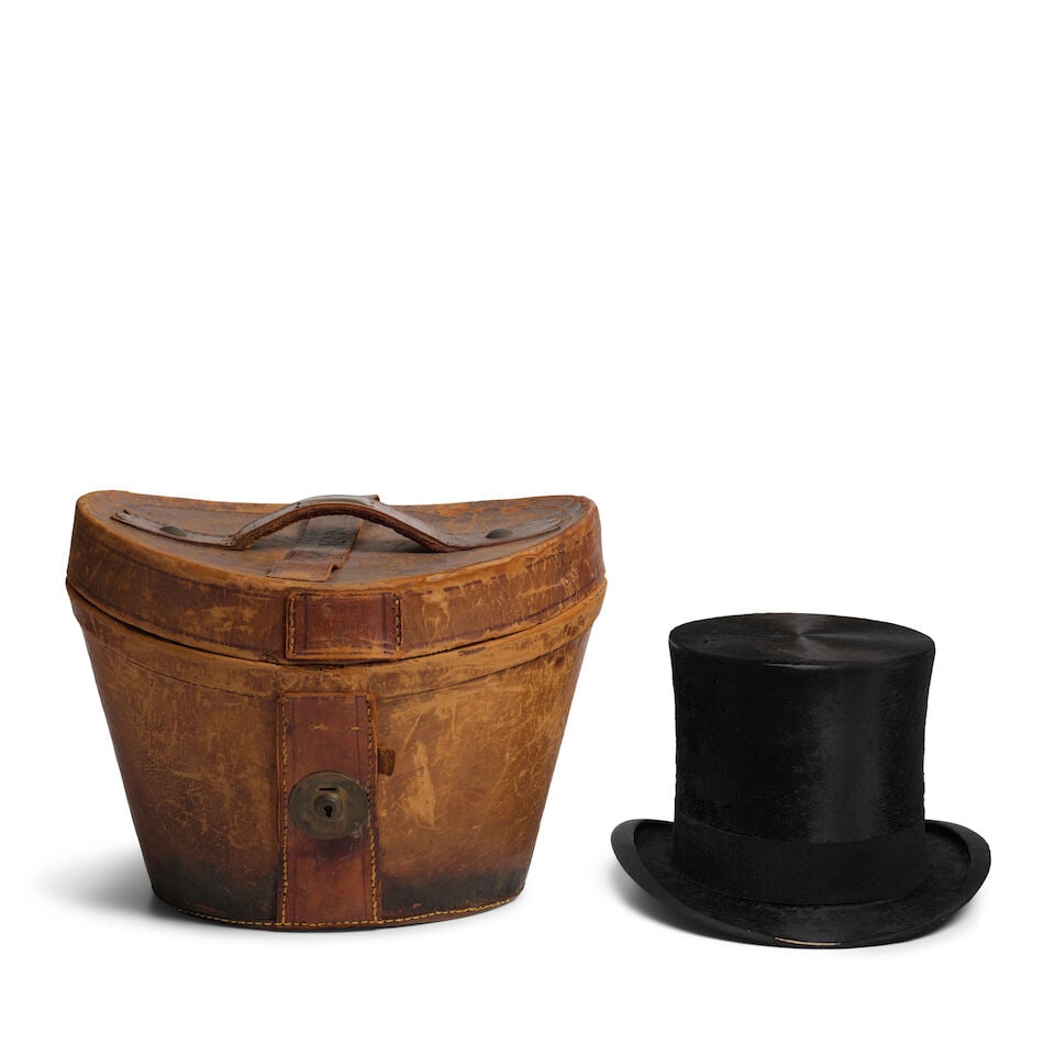 William McKinley Silk Top Hat in Custom Leather Case. - 3