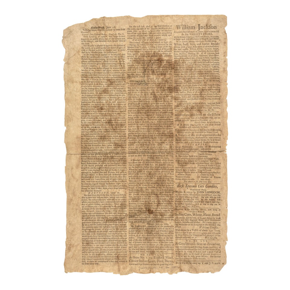 Colonial Resistance to British Authority. Supplement to the Boston Evening-Post. Boston: July,... - 2