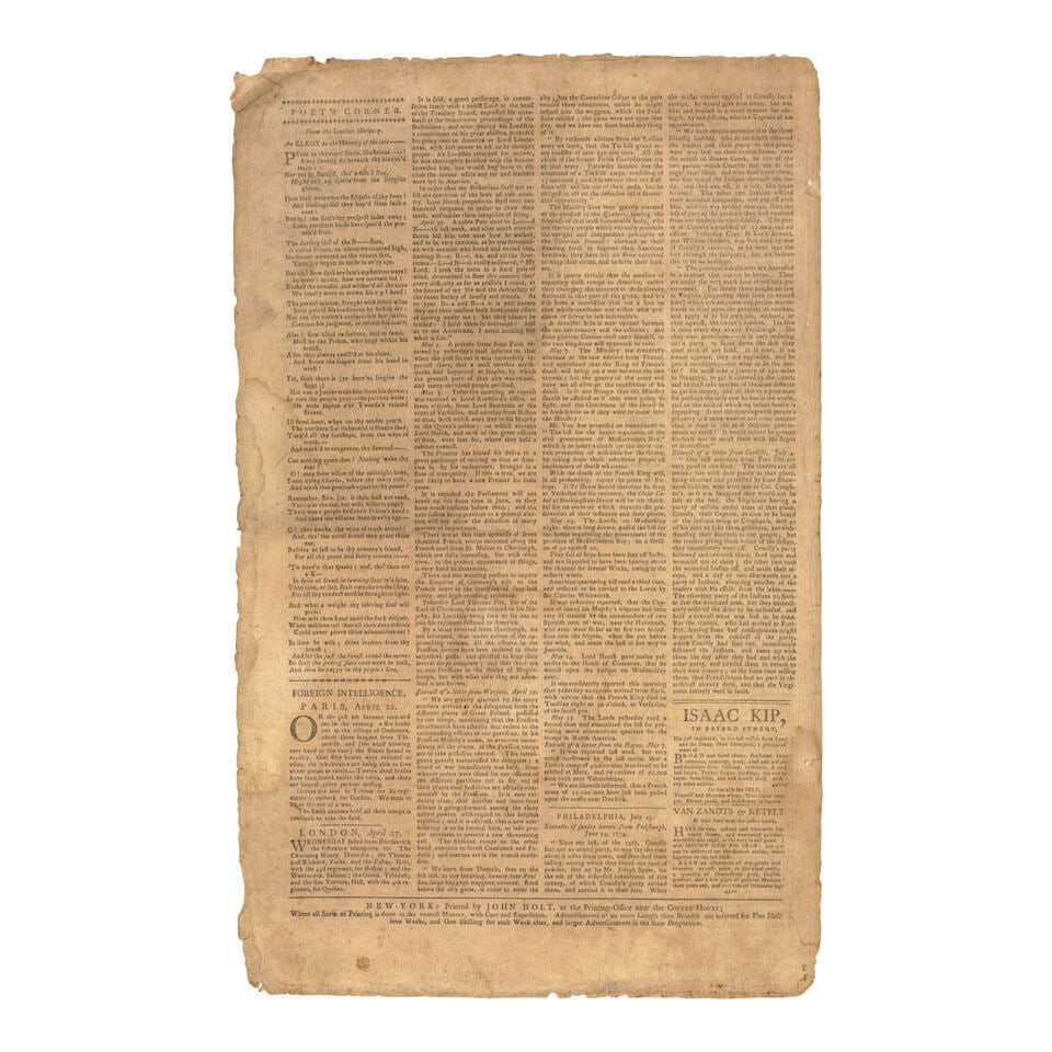 'UNITE OR DIE.' The New-York Journal; or, The General Advertiser. New York: John Holt, July 21,... - 2