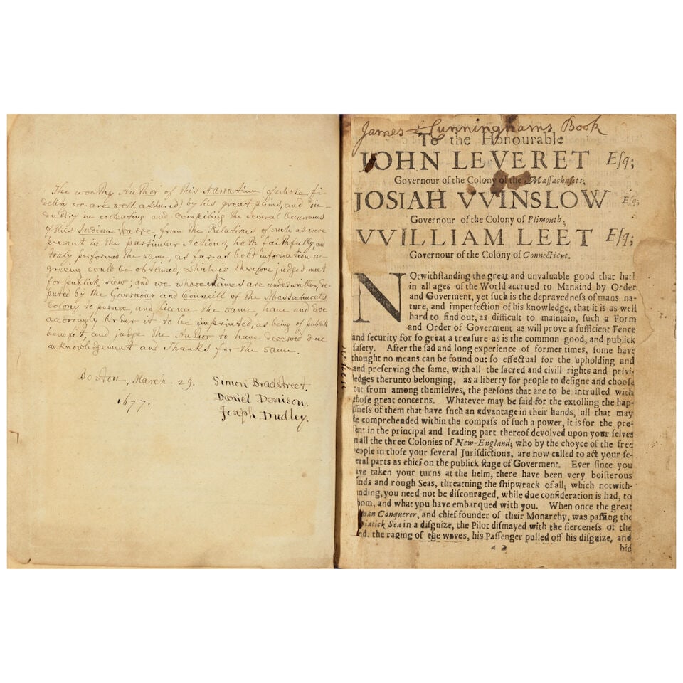 One of the Earliest Books Printed in Boston. HUBBARD, WILLIAM. A Narrative of the Troubles with... - 2