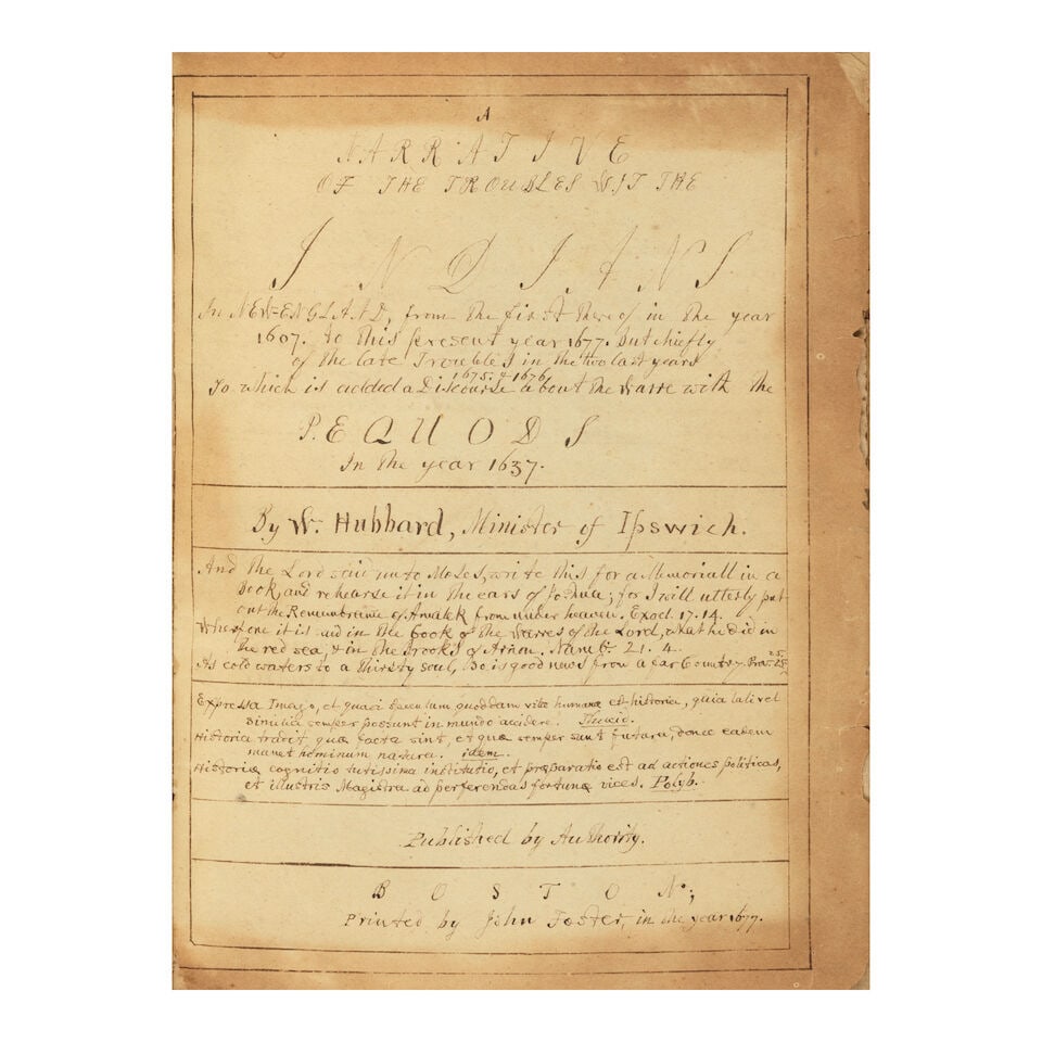 One of the Earliest Books Printed in Boston. HUBBARD, WILLIAM. A Narrative of the Troubles with... - 3