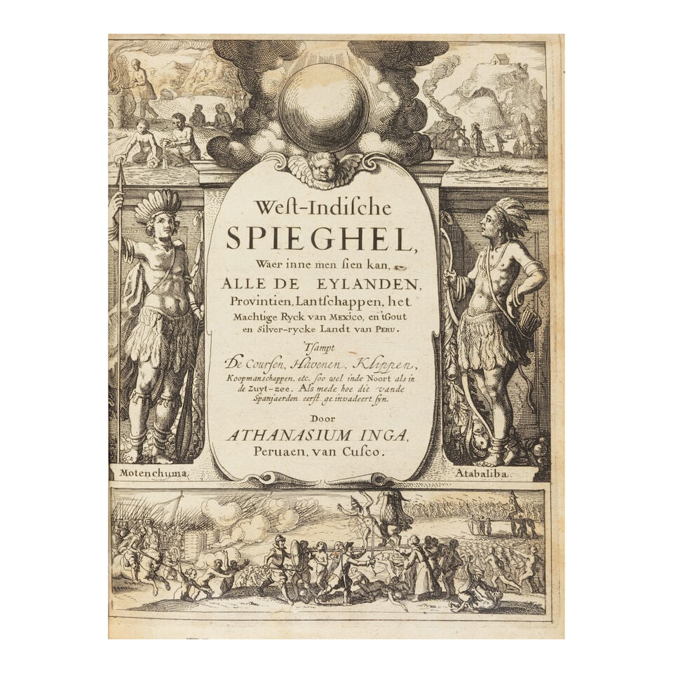 Containing the First Map to Name the Hudson River. [INGA, ATHANASIUS, pseud.] West-Indische Spie... - 5
