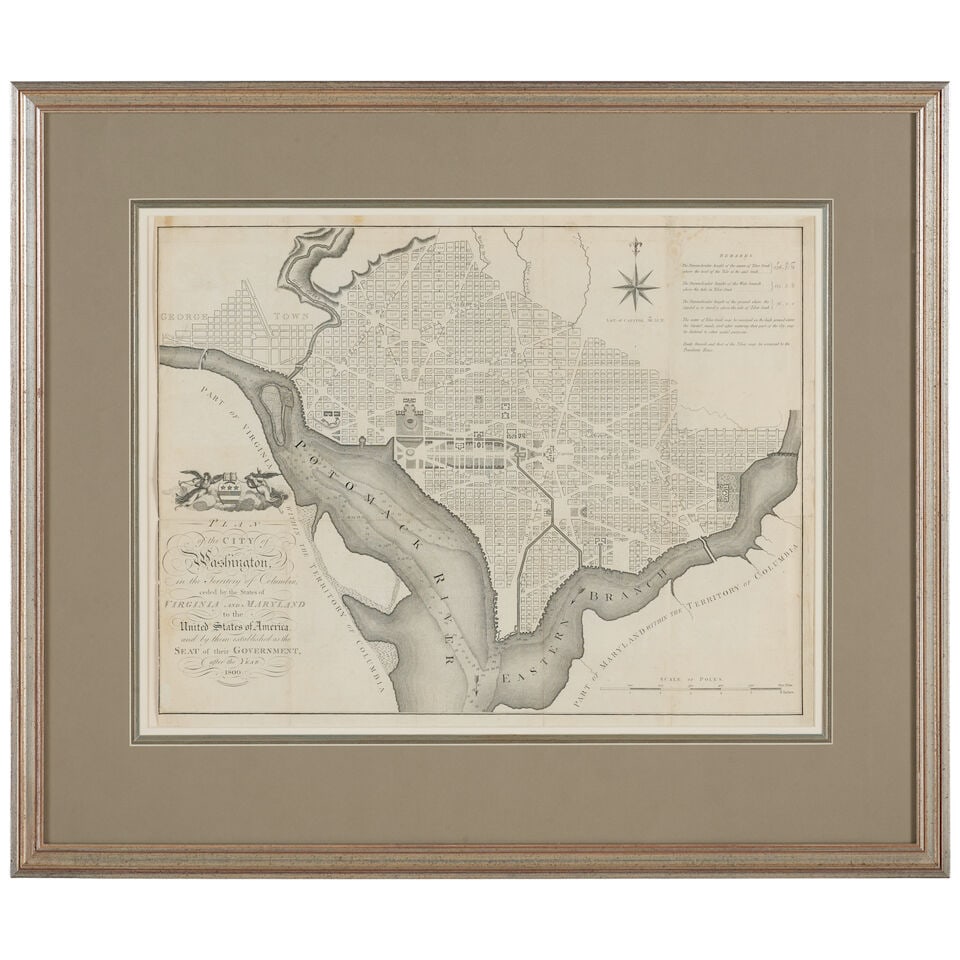 An Early Large-Format Plan of the City of Washington. RUSSELL, JOHN. C.1750-1829. Plan of the ... - 2